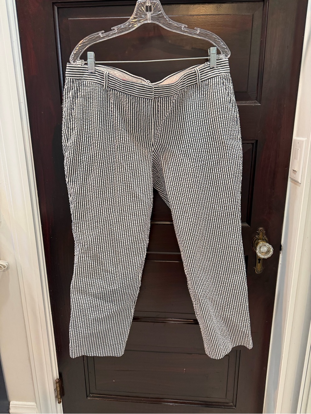 J. Crew Women's Navy & White Seersucker Cafe Capri 14